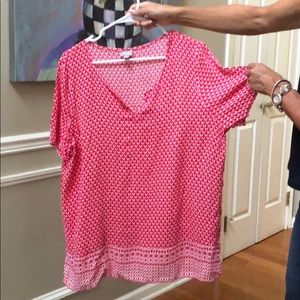 J.Jill Rayon Short Sleeve Flowy Blouse